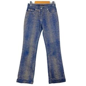 Peter Golding Womens Original Stretch Denim O78 Cuffed Gold Snake Skin US 6
